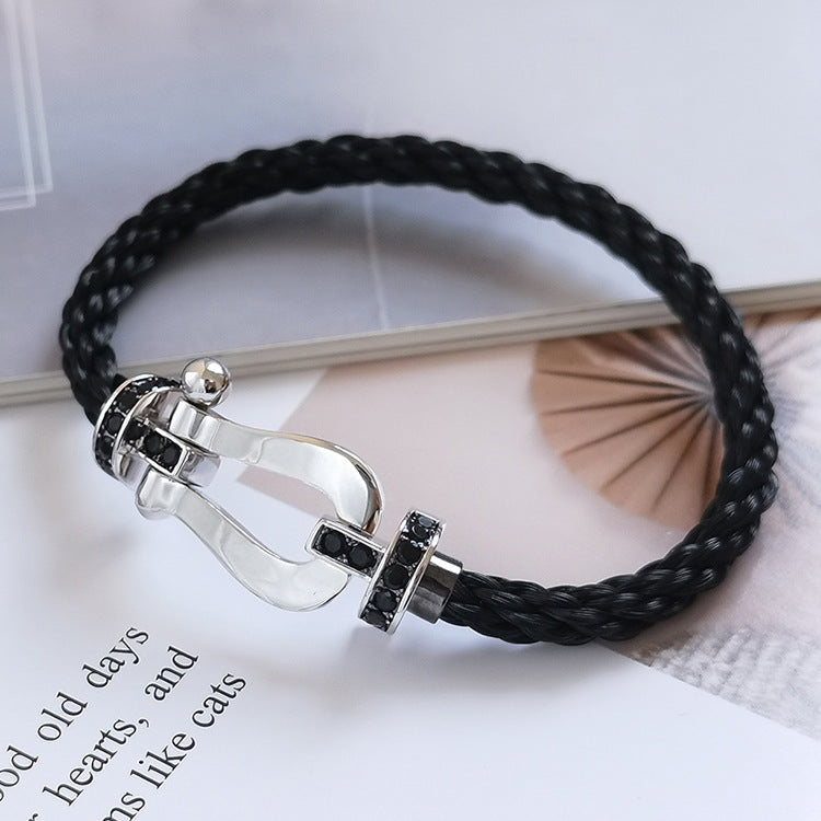 [CharmAmor]FORCE LARGE HORSESHOE BLACK DIAMOND BRACELET SILVER