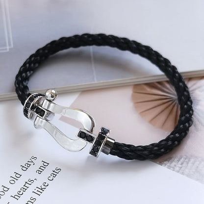 [CharmAmor]FORCE LARGE HORSESHOE BLACK DIAMOND BRACELET SILVER
