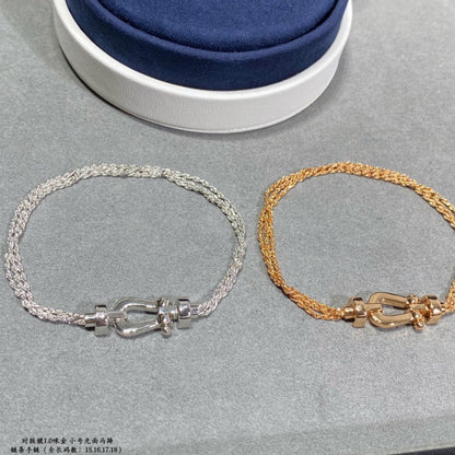 [CharmAmor]FORCE SMALL HORSESHOE  DIAMOND CHAIN ROPE BRACELET