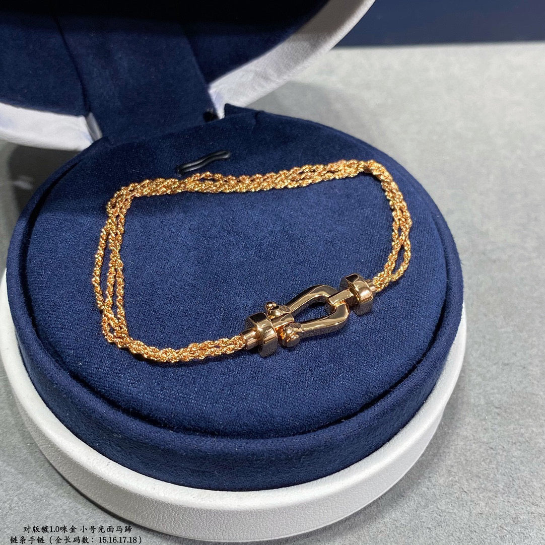 [CharmAmor]FORCE SMALL HORSESHOE  DIAMOND CHAIN ROPE BRACELET