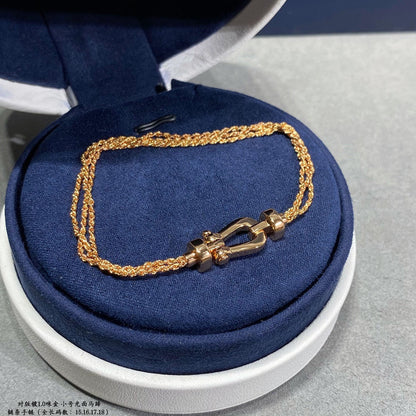 [CharmAmor]FORCE SMALL HORSESHOE  DIAMOND CHAIN ROPE BRACELET