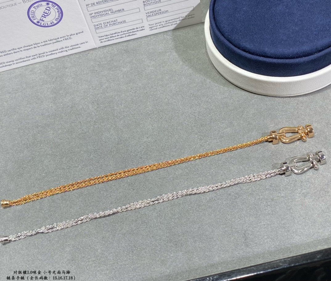 [CharmAmor]FORCE SMALL HORSESHOE  DIAMOND CHAIN ROPE BRACELET