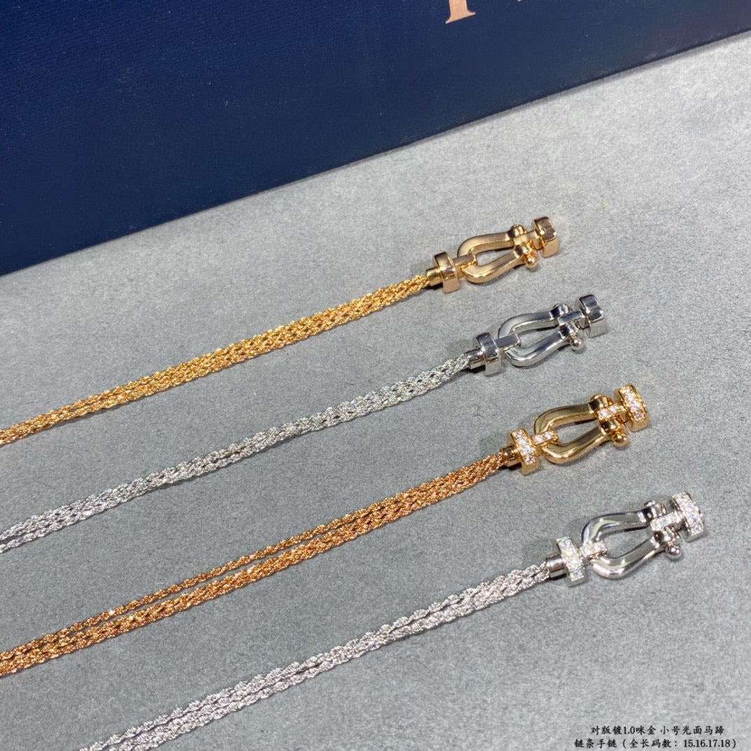 [CharmAmor]FORCE SMALL HORSESHOE  DIAMOND CHAIN ROPE BRACELET
