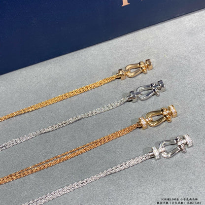 [CharmAmor]FORCE SMALL HORSESHOE  DIAMOND CHAIN ROPE BRACELET