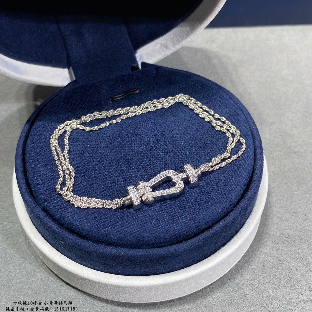 [CharmAmor]FORCE SMALL HORSESHOE  DIAMOND CHAIN ROPE BRACELET