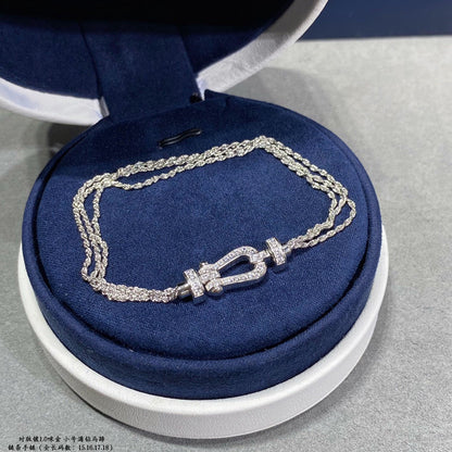 [CharmAmor]FORCE SMALL HORSESHOE  DIAMOND CHAIN ROPE BRACELET