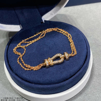 [CharmAmor]FORCE SMALL HORSESHOE  DIAMOND CHAIN ROPE BRACELET