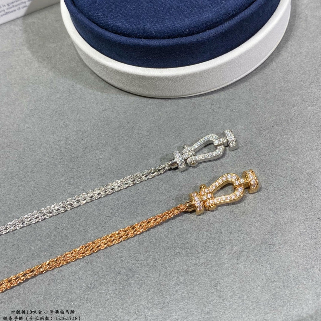[CharmAmor]FORCE SMALL HORSESHOE  DIAMOND CHAIN ROPE BRACELET
