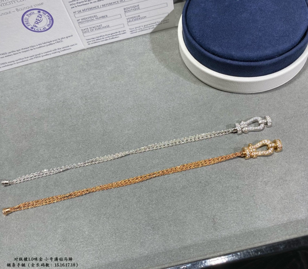 [CharmAmor]FORCE SMALL HORSESHOE  DIAMOND CHAIN ROPE BRACELET