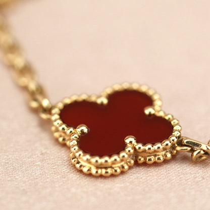 [CharmAmor]CLOVER 5 MOTIFS RED AGATE  BRACELET
