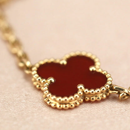 [CharmAmor] CLOVER 5 MOTIF RED CORNELIAN BRACELET COLLECTION