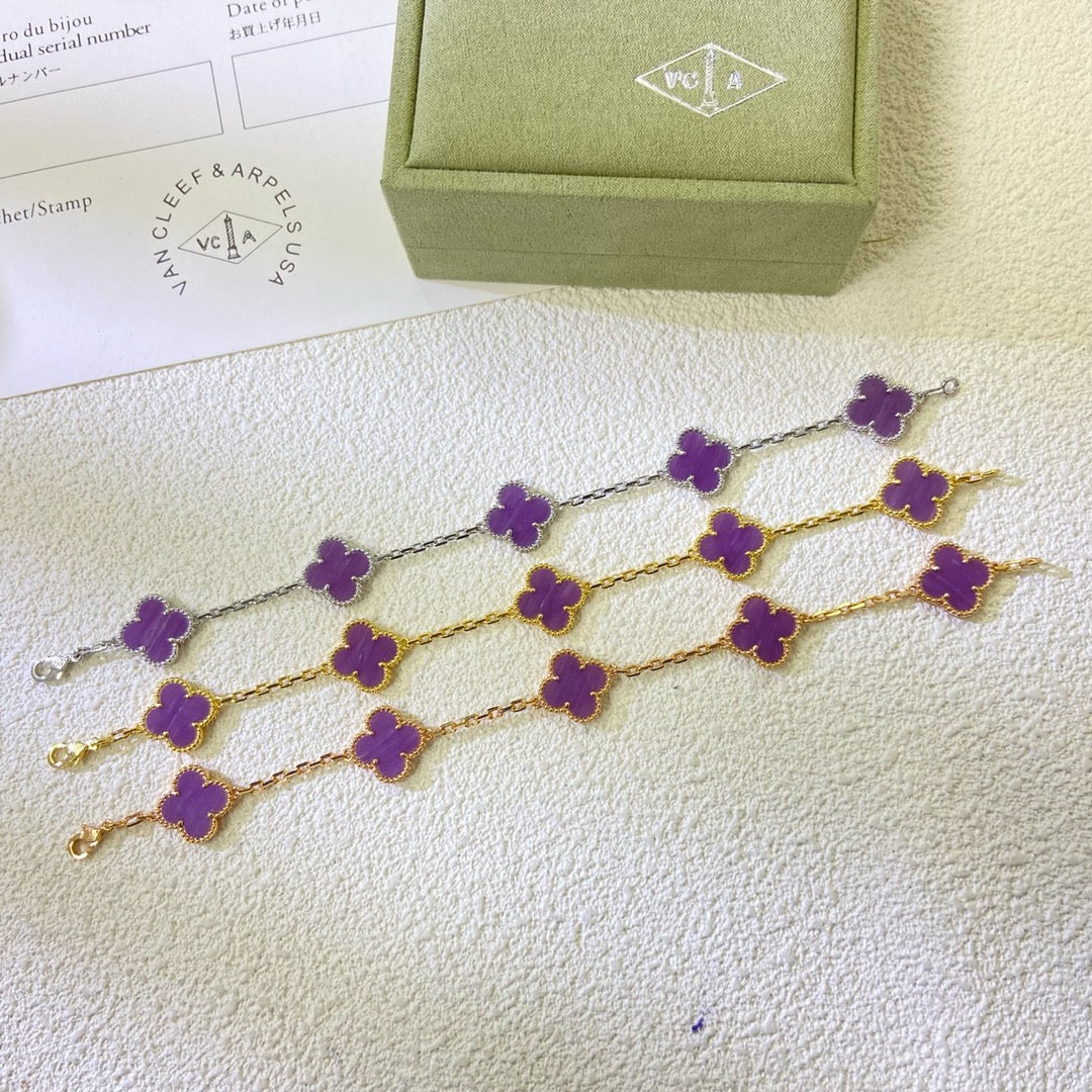 [CharmAmor]CLOVER  5 MOTIFS  PURPLE VIOLET BRACELET