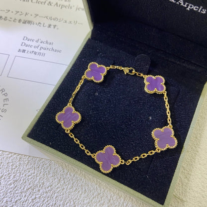 [CharmAmor]CLOVER  5 MOTIFS  PURPLE VIOLET BRACELET