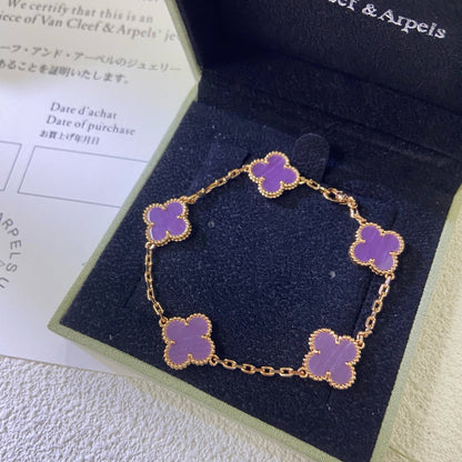[CharmAmor]CLOVER  5 MOTIFS  PURPLE VIOLET BRACELET