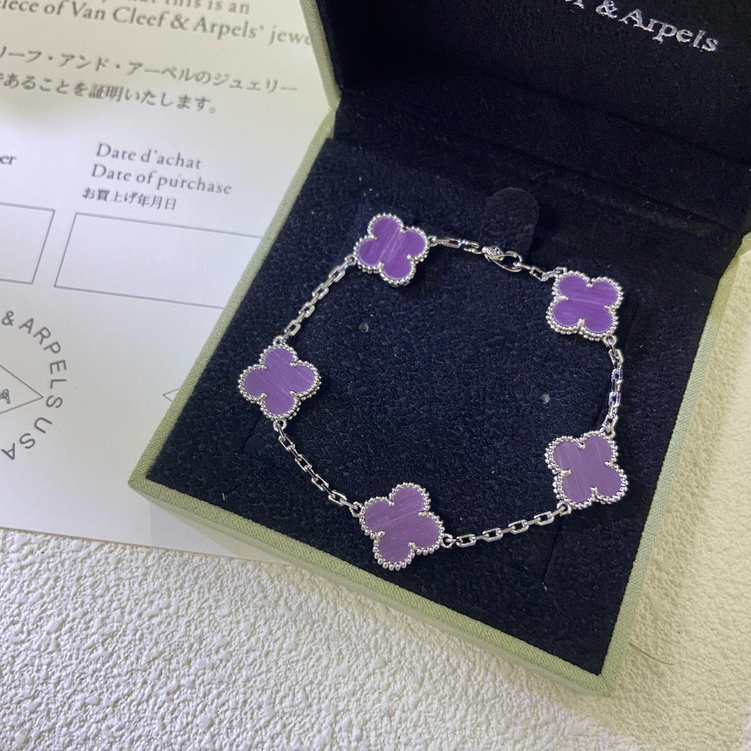 [CharmAmor]CLOVER  5 MOTIFS  PURPLE VIOLET BRACELET