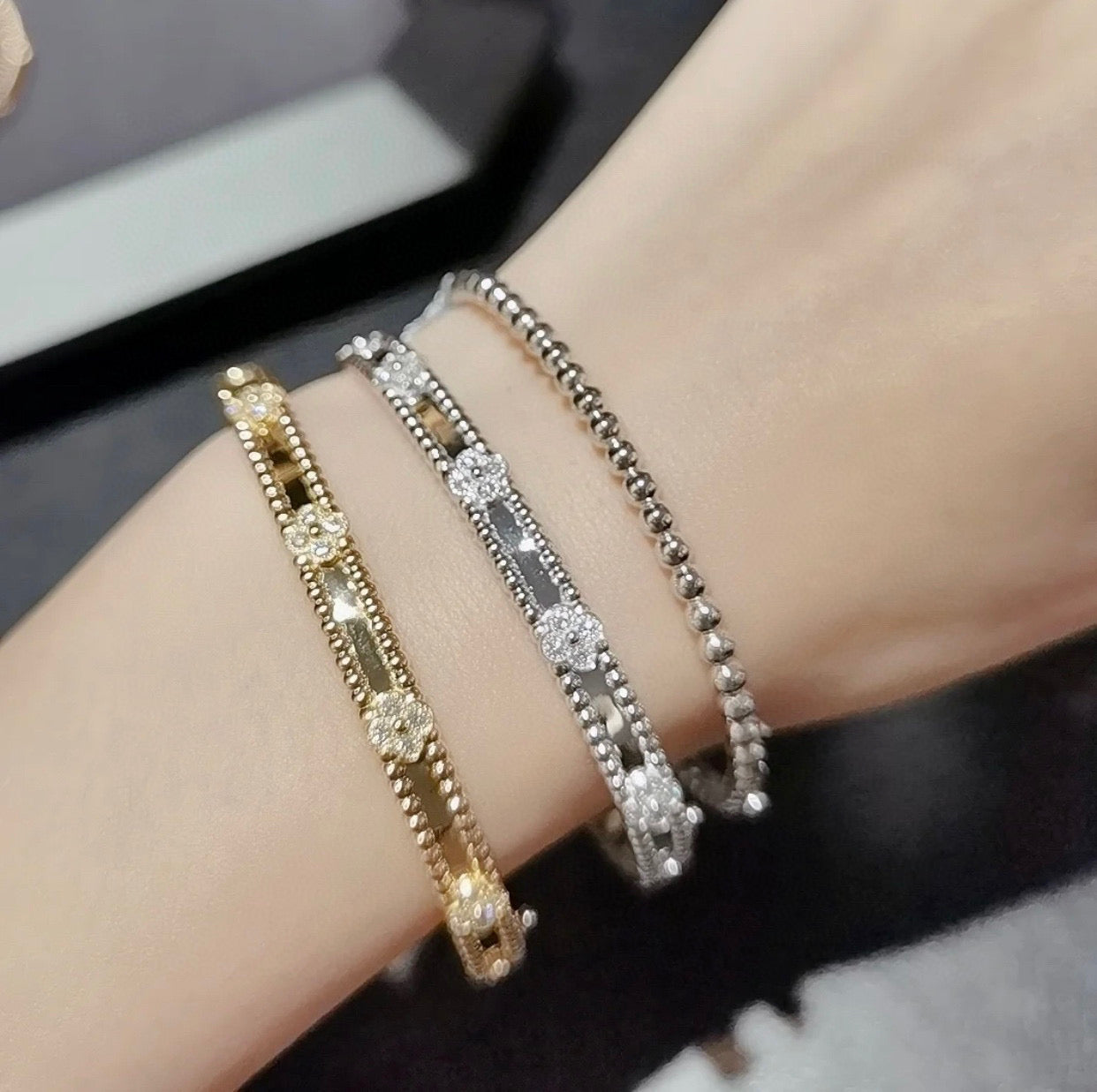 [CharmAmor]CLOVER BRACELET 4MM DIAMONDS