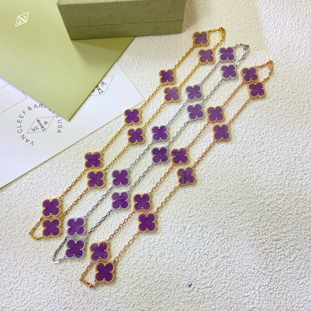 [CharmAmor]CLOVER 10 MOTIFS  PURPLE VIOLET  NECKLACE