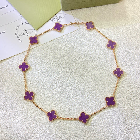 [CharmAmor]CLOVER 10 MOTIFS  PURPLE VIOLET  NECKLACE
