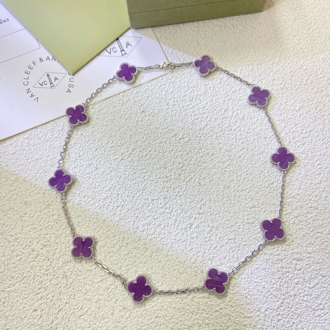[CharmAmor]CLOVER 10 MOTIFS  PURPLE VIOLET  NECKLACE