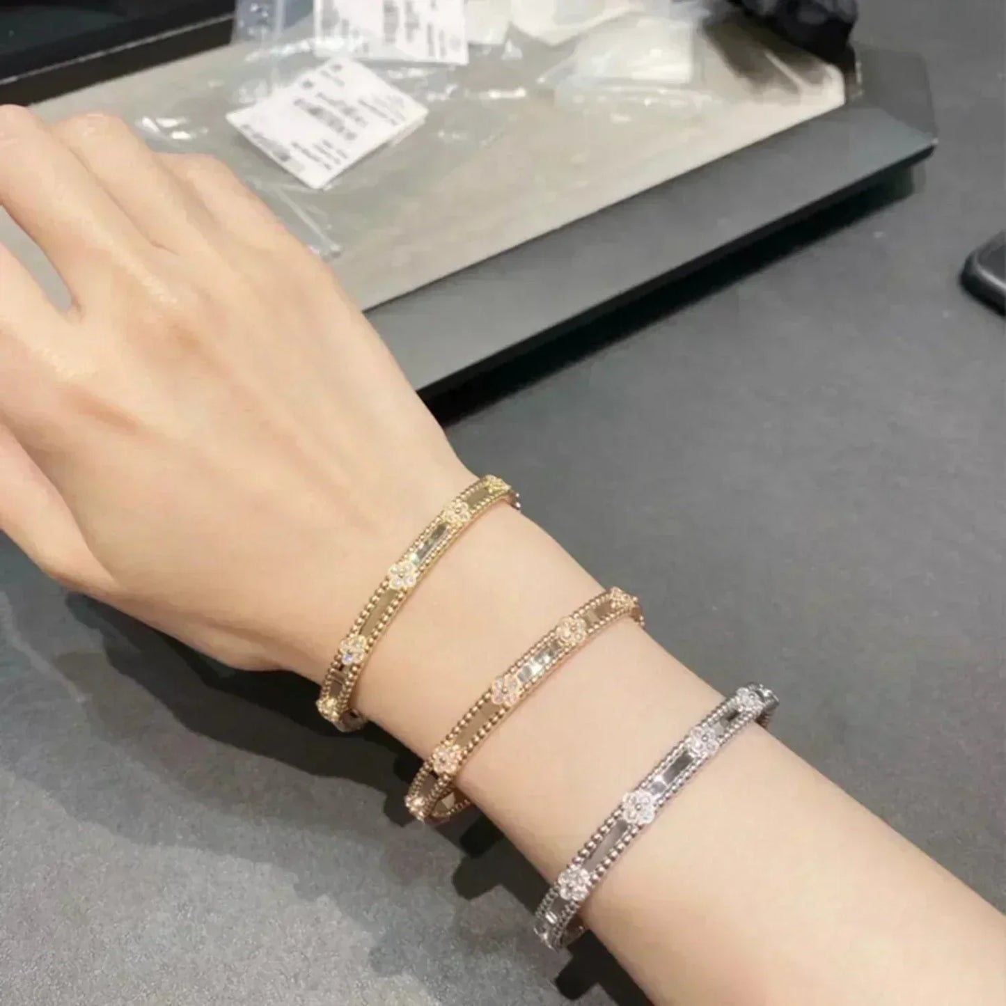 [CharmAmor]CLOVER BRACELET 4MM DIAMONDS