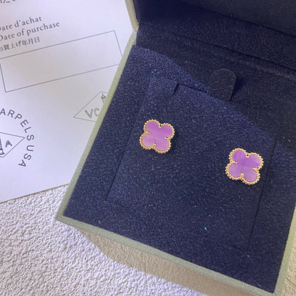 [CharmAmor]CLOVER MINI 9.5MM  PURPLE VIOLET EARRINGS
