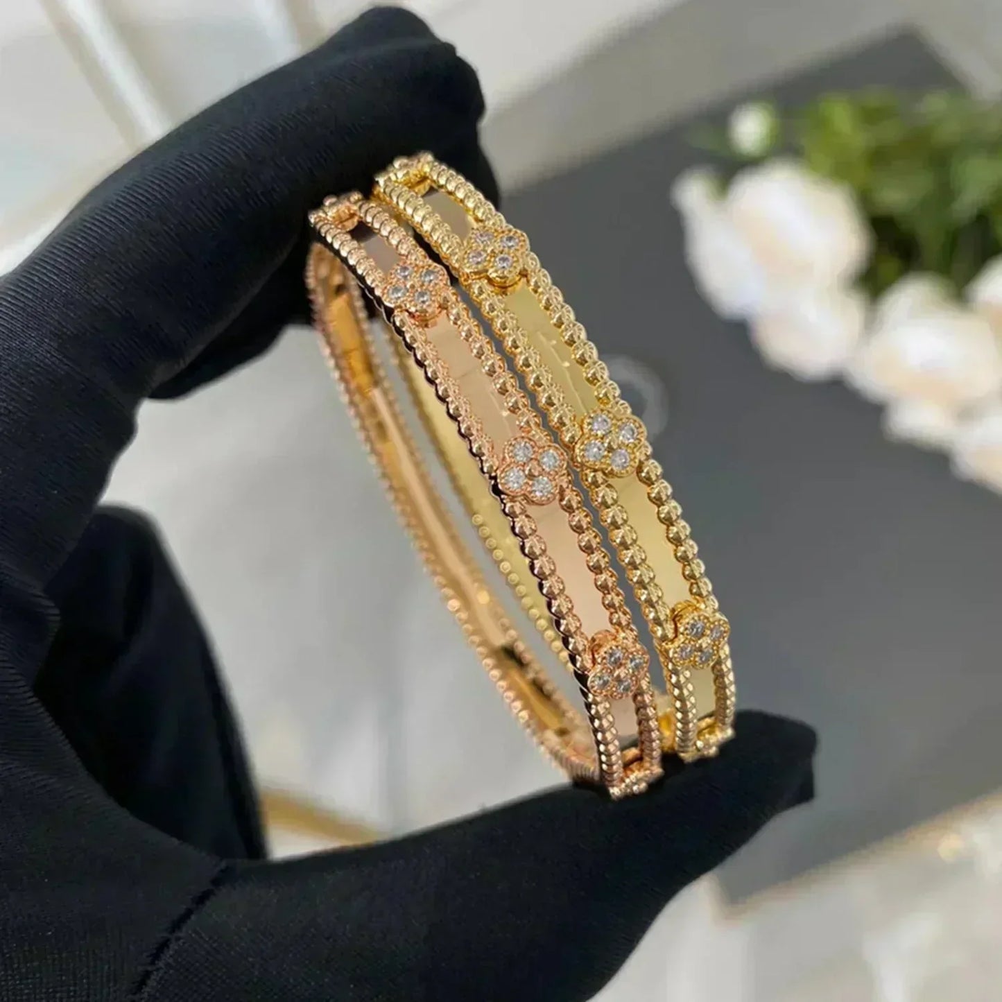 [CharmAmor]CLOVER BRACELET 4MM DIAMONDS