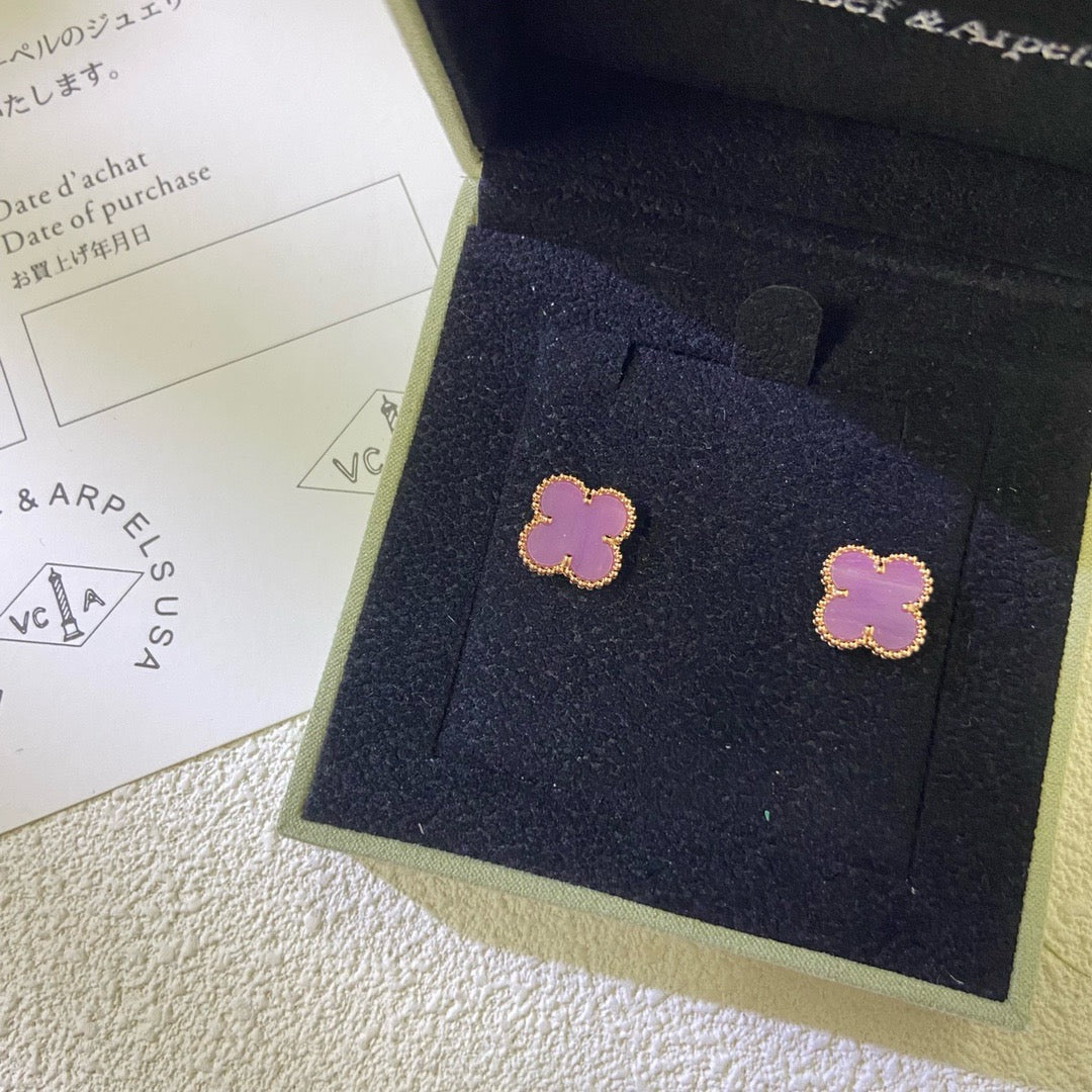 [CharmAmor]CLOVER MINI 9.5MM  PURPLE VIOLET EARRINGS