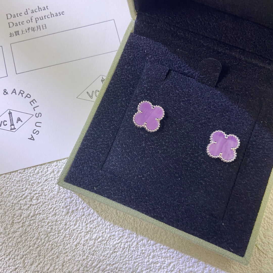 [CharmAmor]CLOVER MINI 9.5MM  PURPLE VIOLET EARRINGS