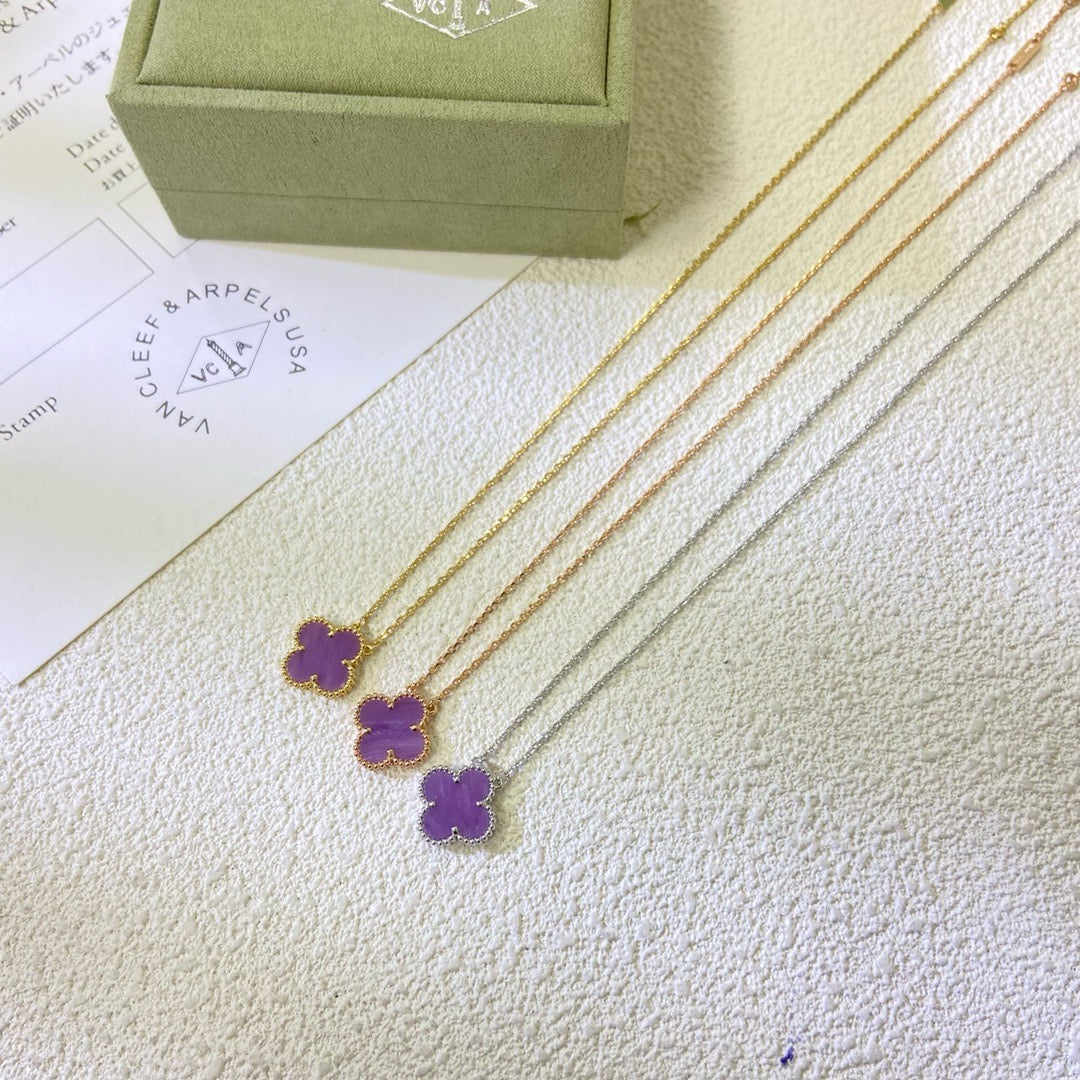 [CharmAmor]CLOVER 15MM  PURPLE VIOLET NECKLACE