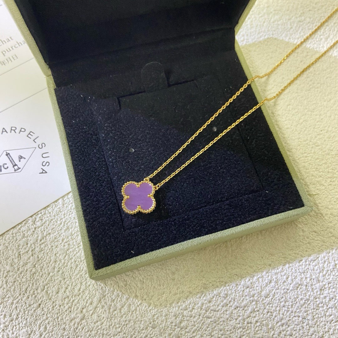 [CharmAmor]CLOVER 15MM  PURPLE VIOLET NECKLACE