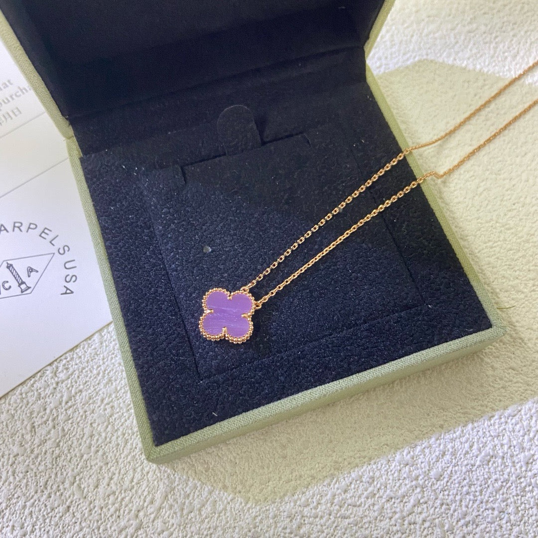 [CharmAmor]CLOVER 15MM  PURPLE VIOLET NECKLACE
