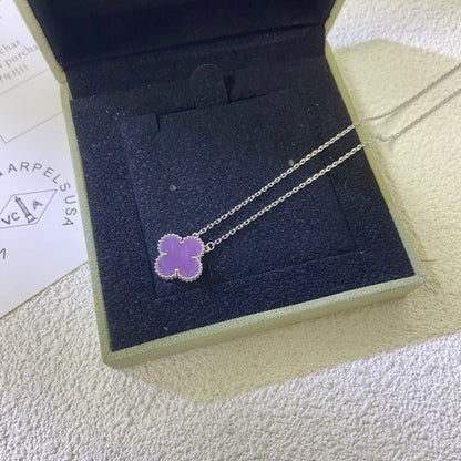 [CharmAmor]CLOVER 15MM  PURPLE VIOLET NECKLACE