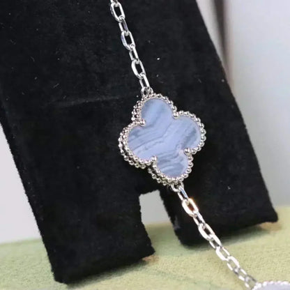 [CharmAmor]CLOVER  5 MOTIF PURPLE CHALCEDONY BRACELET SILVER