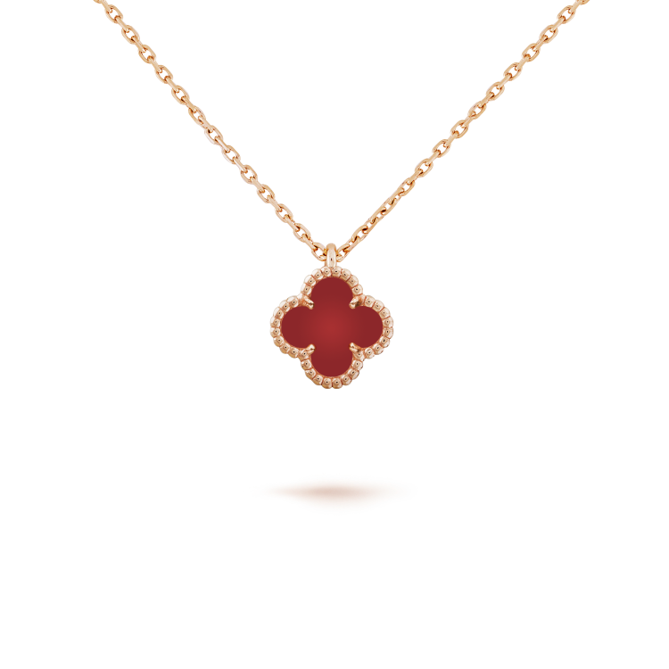 [CharmAmor]CLOVER MINI 9.5MM WHITE CARNELIANS NECKLACE