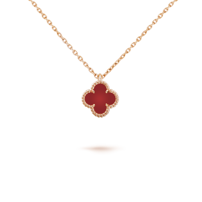 [CharmAmor]CLOVER MINI 9.5MM WHITE CARNELIANS NECKLACE