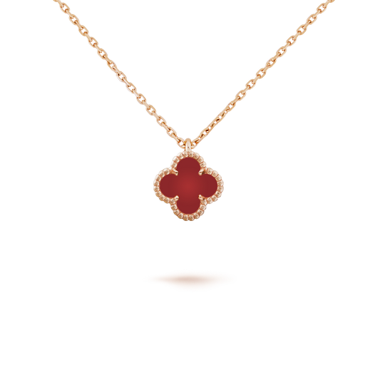[CharmAmor]CLOVER MINI 9.5MM WHITE CARNELIANS NECKLACE