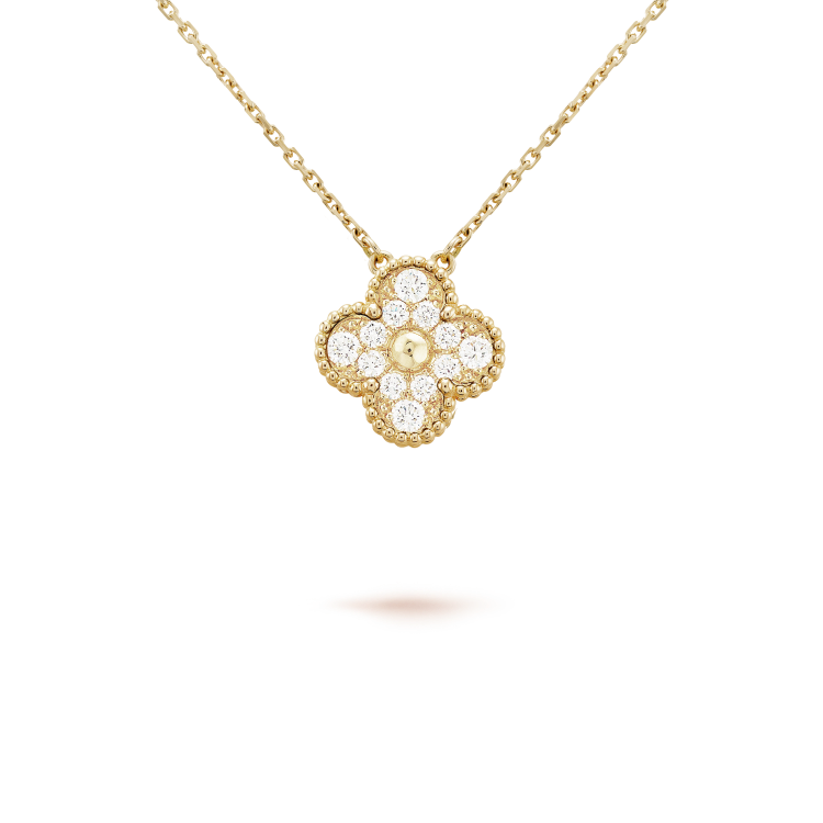 [CharmAmor]CLOVER 15MM DIAMOND SINGLE FLOWER NECKLACE