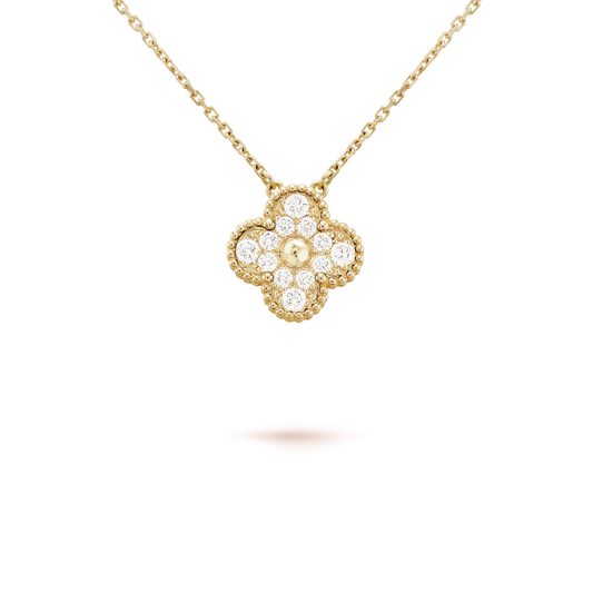 [CharmAmor]CLOVER 15MM DIAMOND SINGLE FLOWER NECKLACE