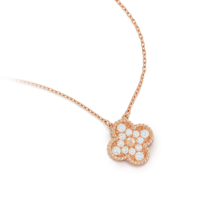 [CharmAmor]CLOVER 15MM DIAMOND SINGLE FLOWER NECKLACE