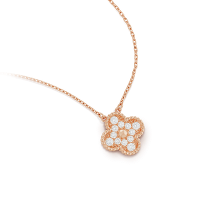 [CharmAmor]CLOVER 15MM DIAMOND SINGLE FLOWER NECKLACE