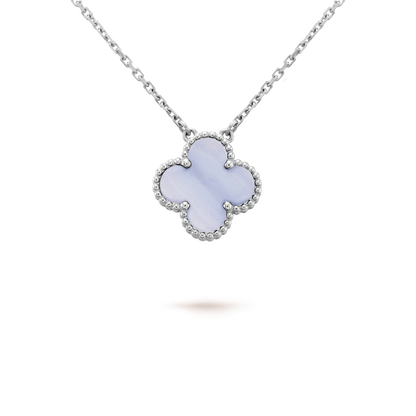 [CharmAmor]CLOVER 15MM BLUE CHALCEDONY NECKLACE SILVER