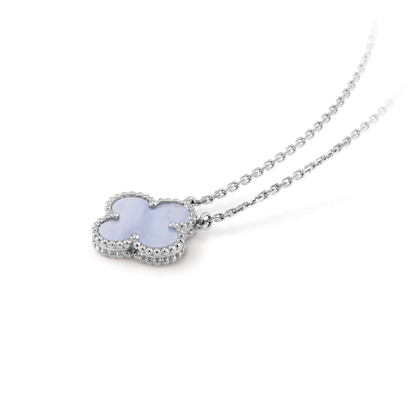 [CharmAmor]CLOVER 15MM BLUE CHALCEDONY NECKLACE SILVER