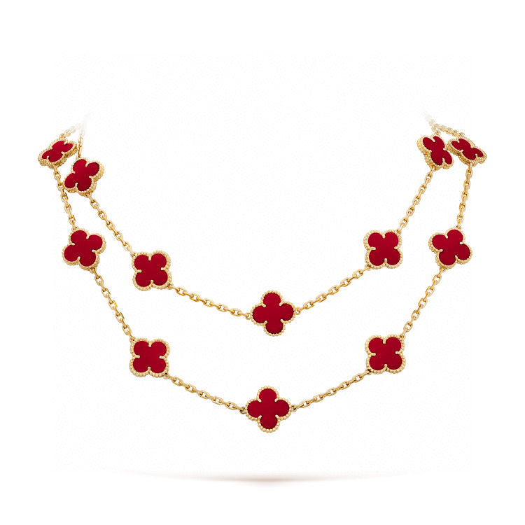 [CharmAmor]CLOVER 20 MOTIFS CARNELIAN NECKLACE