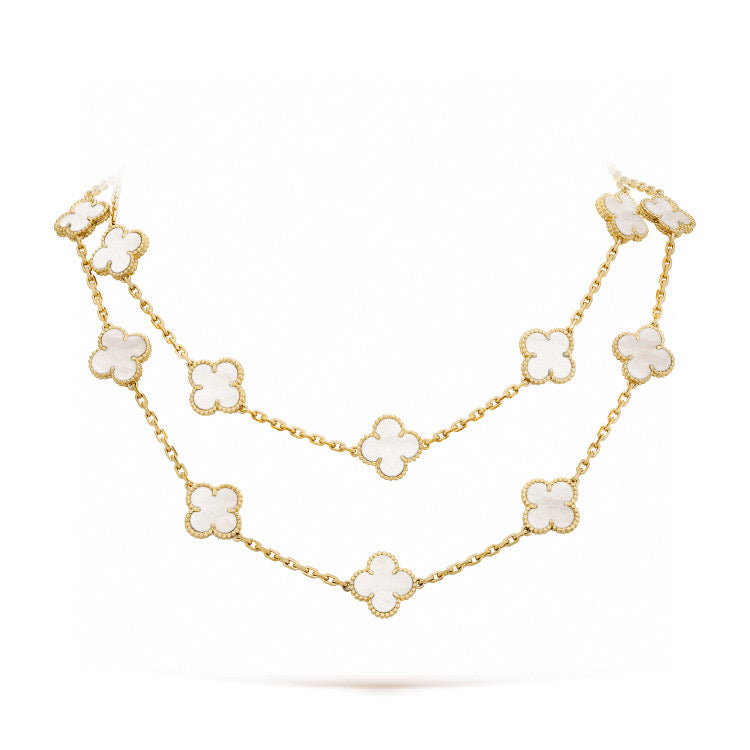 [CharmAmor]CLOVER 20 MOTIFS WHITE MOP NECKLACE