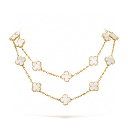 [CharmAmor]CLOVER 20 MOTIFS WHITE MOP NECKLACE