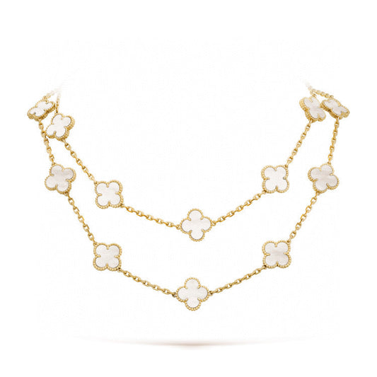 [CharmAmor]CLOVER 20 MOTIFS WHITE MOP NECKLACE
