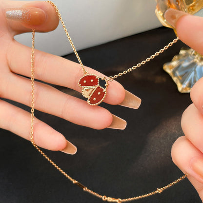 [CharmAmor]LUCKY  CARNELIANS LADYBUG NECKLACE