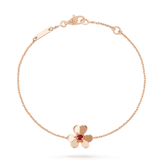 [CharmAmor]FRIVOLE GOLD FLOWER PINK MALACHITE BRACELET