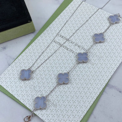 [CharmAmor] CLOVER 5 MOTIF PURPLE CHALCEDONY BRACELET COLLECTION
