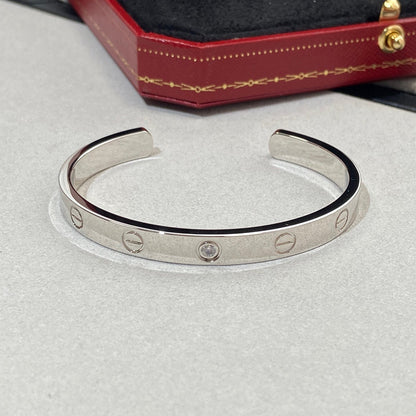 [CharmAmor]LOVE BRACELET 6.1MM 1 DIAMOND OPEN CUFF
